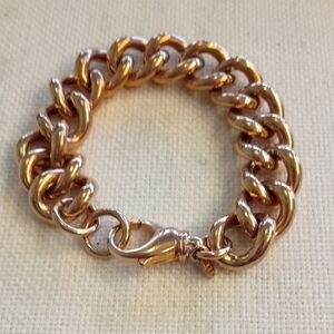 Bronze-tone Chunky Chain Bracelet - Classic. Stamped Bronze Milor Italy 7.5 Inch